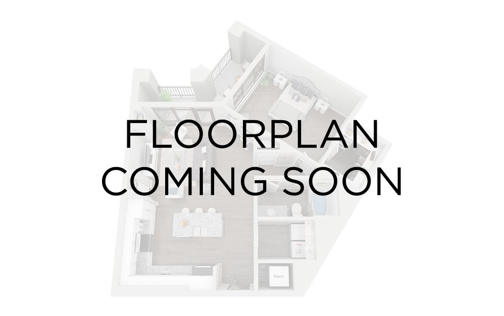 OT1B6 - 2 bedroom floorplan layout with 1 bathroom and 779 square feet